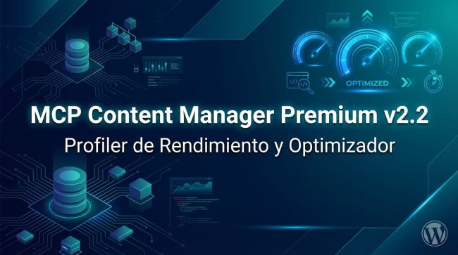 MCP Content Manager Premium Versión 2.2 - Profiler de Rendimiento, Optimizador y Limpieza de Base de Datos para WordPress