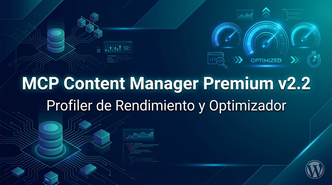 MCP Content Manager Premium Versión 2.2 – Profiler de Rendimiento, Optimizador y Limpieza de Base de Datos para WordPress MCP Content Manager Premium Versión 2.2 - Profiler de Rendimiento, Optimizador y Limpieza de Base de Datos para WordPress