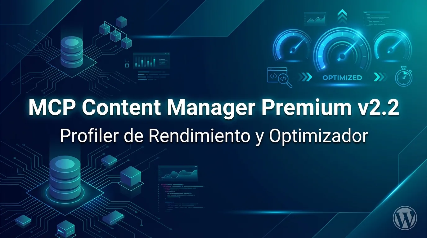 MCP Content Manager Premium Versión 2.2 – Profiler de Rendimiento, Optimizador y Limpieza de Base de Datos para WordPress MCP Content Manager Premium Versión 2.2 - Profiler de Rendimiento, Optimizador y Limpieza de Base de Datos para WordPress