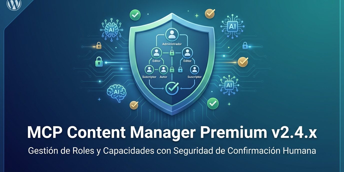 MCP Content Manager Premium v2.4.x - Gestor de Roles y Capacidades con Sistema de Confirmacion Humana Anti Prompt-Injection para WordPress y WooCommerce