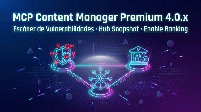 MCP Content Manager Premium 4.0.x — Vulnerability Scanner, Hub Snapshot y Módulo Bancario Enable Banking MCP Content Manager Premium 4.0.x — Vulnerability Scanner, Hub Snapshot y Módulo Bancario Enable Banking